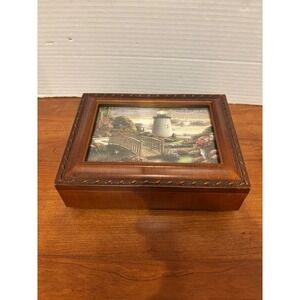 Cottage Garden Lighthouse Woodgrain Music Box Plays How Great Thou Art MB218S